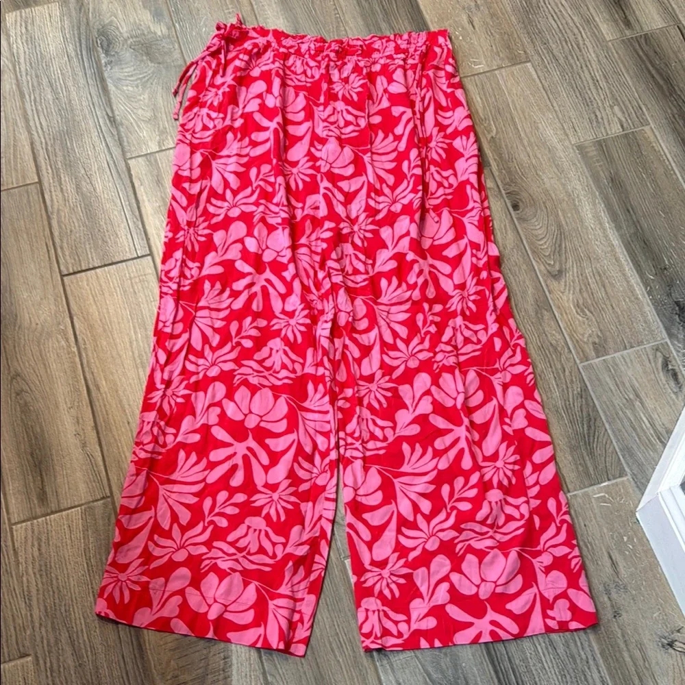 Shade and Shore Tropical Print Ruffle Waist‎ Cover up Pants XL